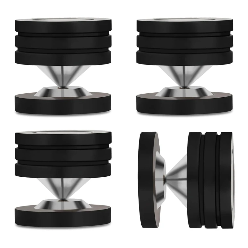 Monosaudio HiFi Speaker Isolation Feet 49x49mm Speaker Spikes Pads Stainless Steel Audio Feet Speaker Subwoofer Absorber Feet Subwoofer Spikes Pads for Speakers,Subwoofers,CD/DVD Players 4 Set(Black)