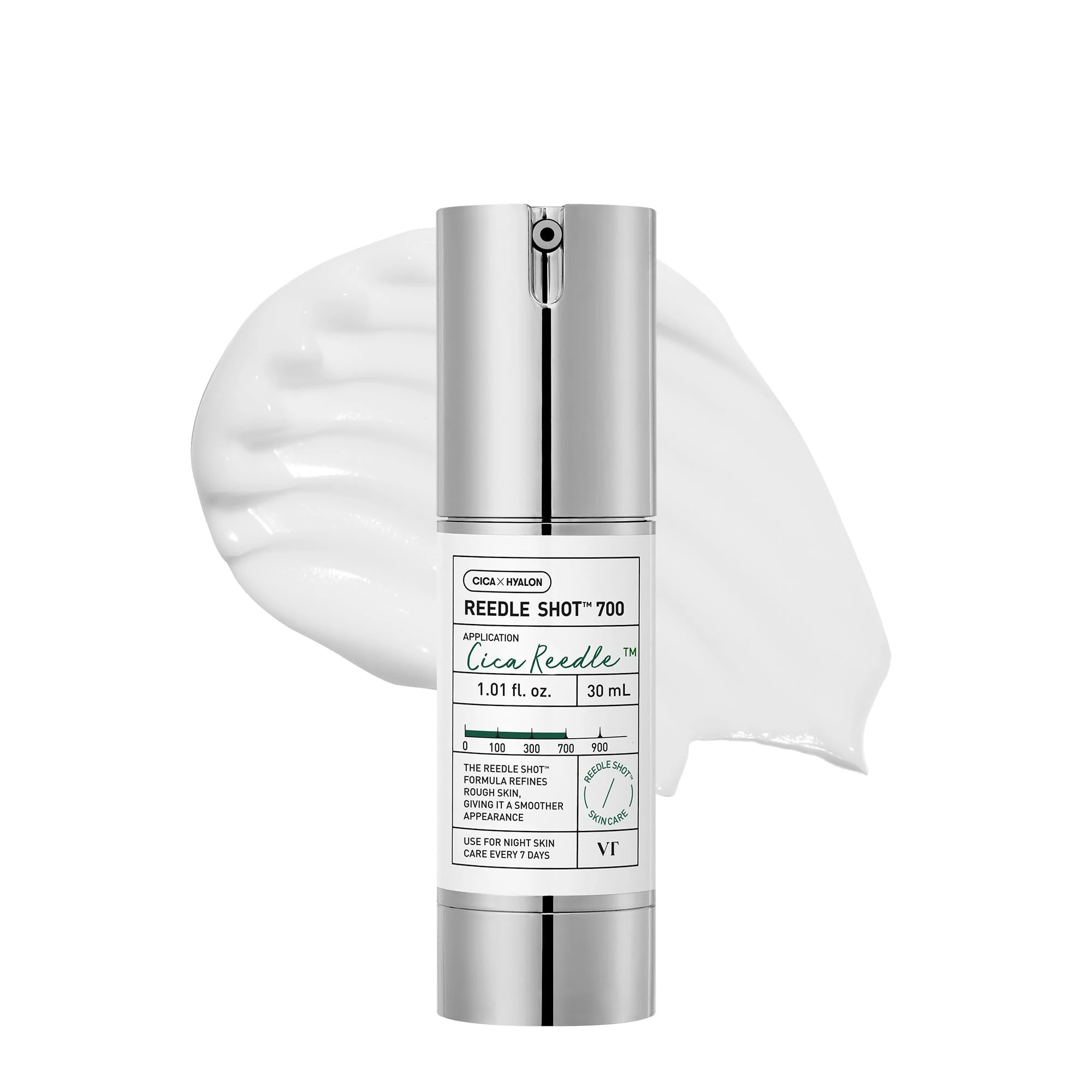 VT COSMETICS CICA Reedle Shot 700, Spicule Microneedling Serum for Pore Care&Exfoliation, Exosome&Centella Asiatica for Glass Skin, Acne&Blemish Care, Korean Liquid Skin Booster (1 Fl Oz / 30ml)