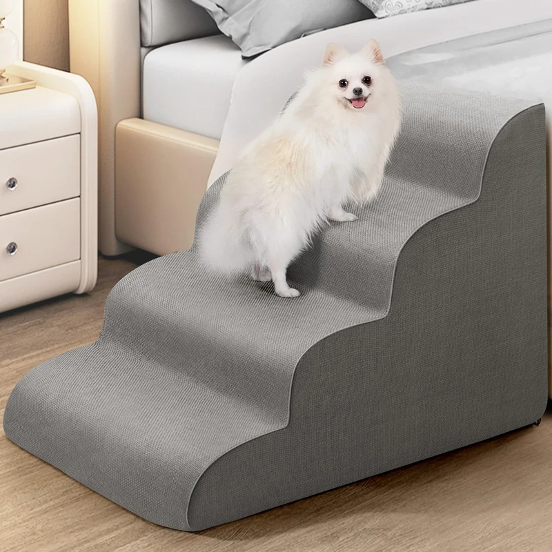 Gimars Extra Wide Sturdy 30D High Density Foam Dog Stairs for High Beds for Small Medium Large Dogs, Non-Slip Pet Stairs, Easy Clean Removable Washable Cover for Couch, Sofa