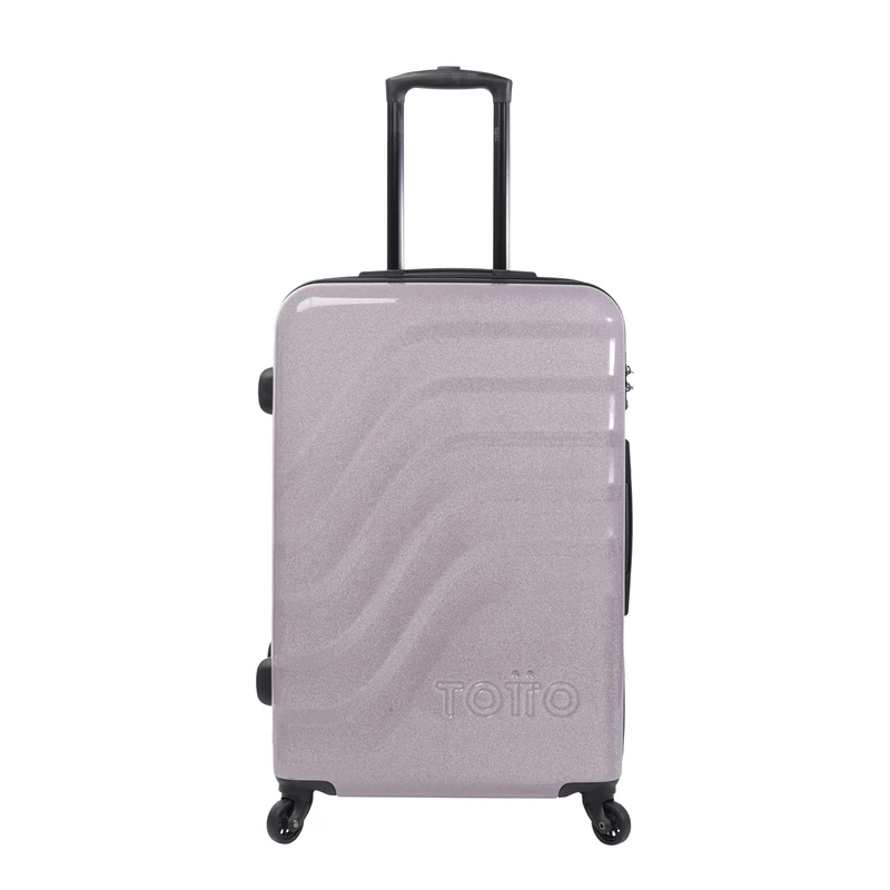 TOTTO - Hard Case Bazy, Cabin Size, Medium or Large (35L, 63L or 98L), Single or Set 3 Pieces, High Impact Resistance, 360º Wheels, Telescopic Handle, Compression Straps, TSA Lock, Glitter Pink