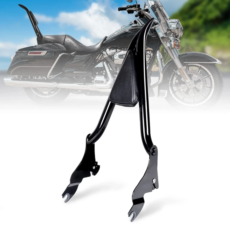 Black Sissy Bar, Hutexico For Street Glide Sissy Bar, 22" Detachable Motorcycle Passenger Backrest Rear Pad For Harley Touring 2009-2023 Road King Road Glide Electra Glide Ultra CVO Limited