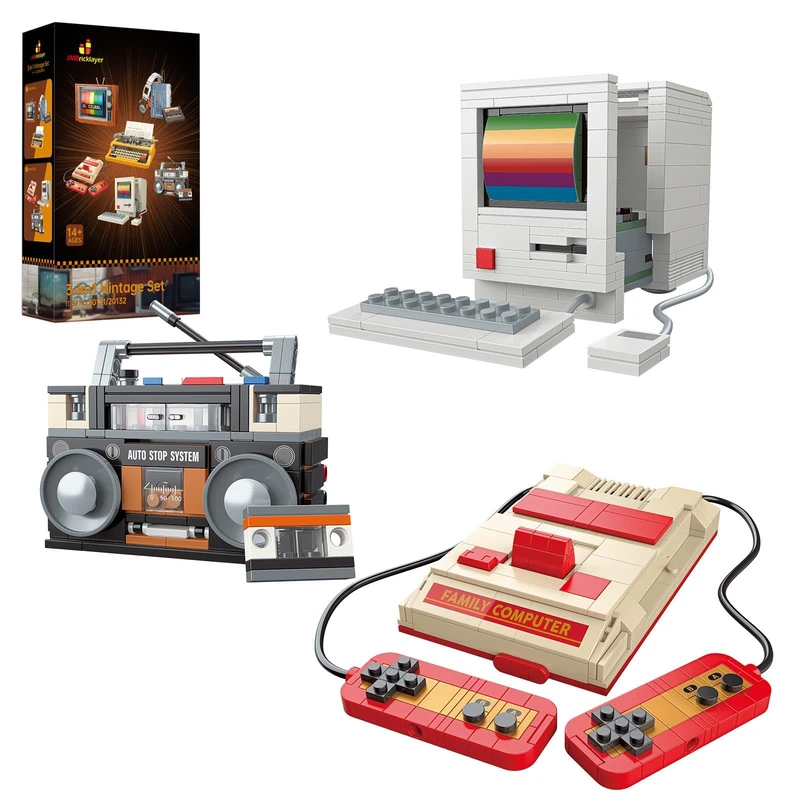 JMBricklayer Adult Vintage Building Sets 20132, Retro Game Console Computer Radio Collectible Model to Build, Nostalgic 80s Gifts for Retro Lovers Gamers, Vintage Decor Elements (552Pcs)