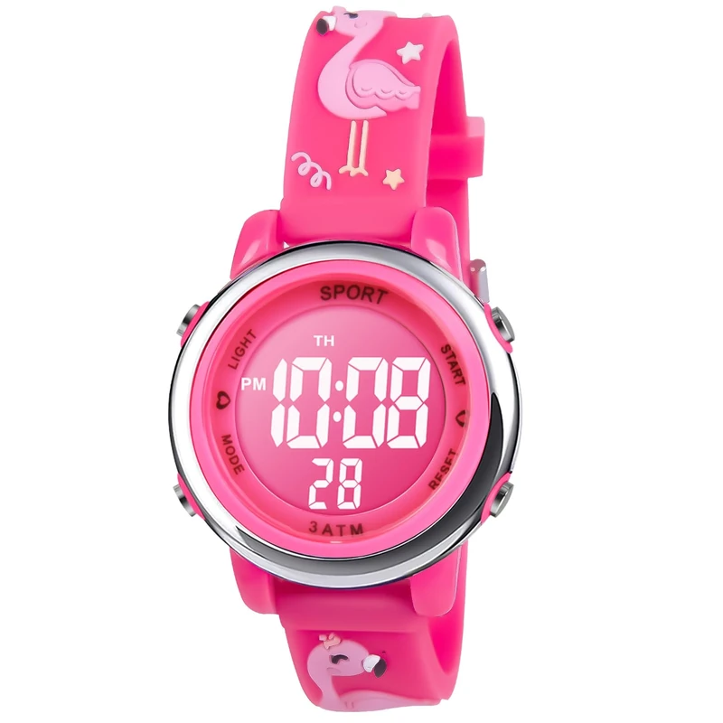 Vicloon Kids Watch - Red LED 7-Color Lights, Alarm & Stopwatch 3-10