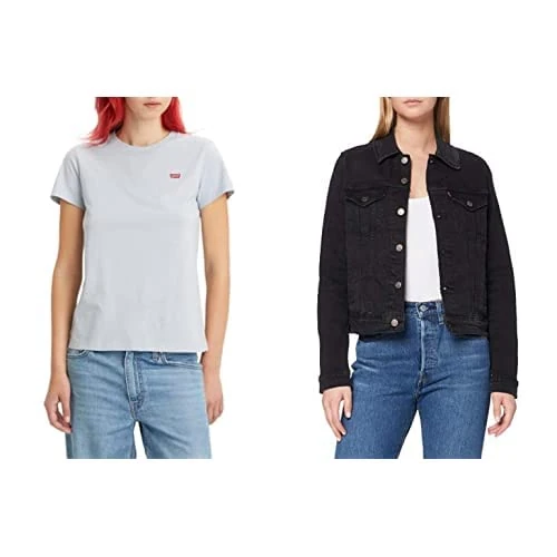 Levi's Women's Perfect tee Women's Original Trucker Denim Jacket Black Lilly (Black) S