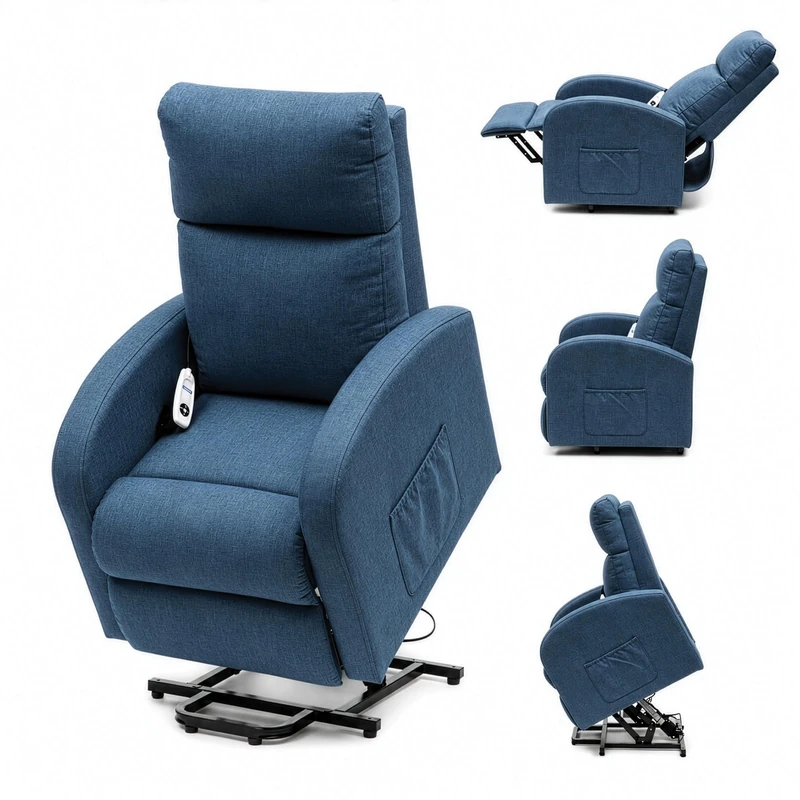 Aidapt Cansfield Single Motor Rise and Recline Chair,Armchair,Power Lift,Electric Chair,Mobility Lifting Chair,20" Seat Width,4 Castors,Simple to Use Handset Control,Linen Effect Fabric,No Tools - Image 1