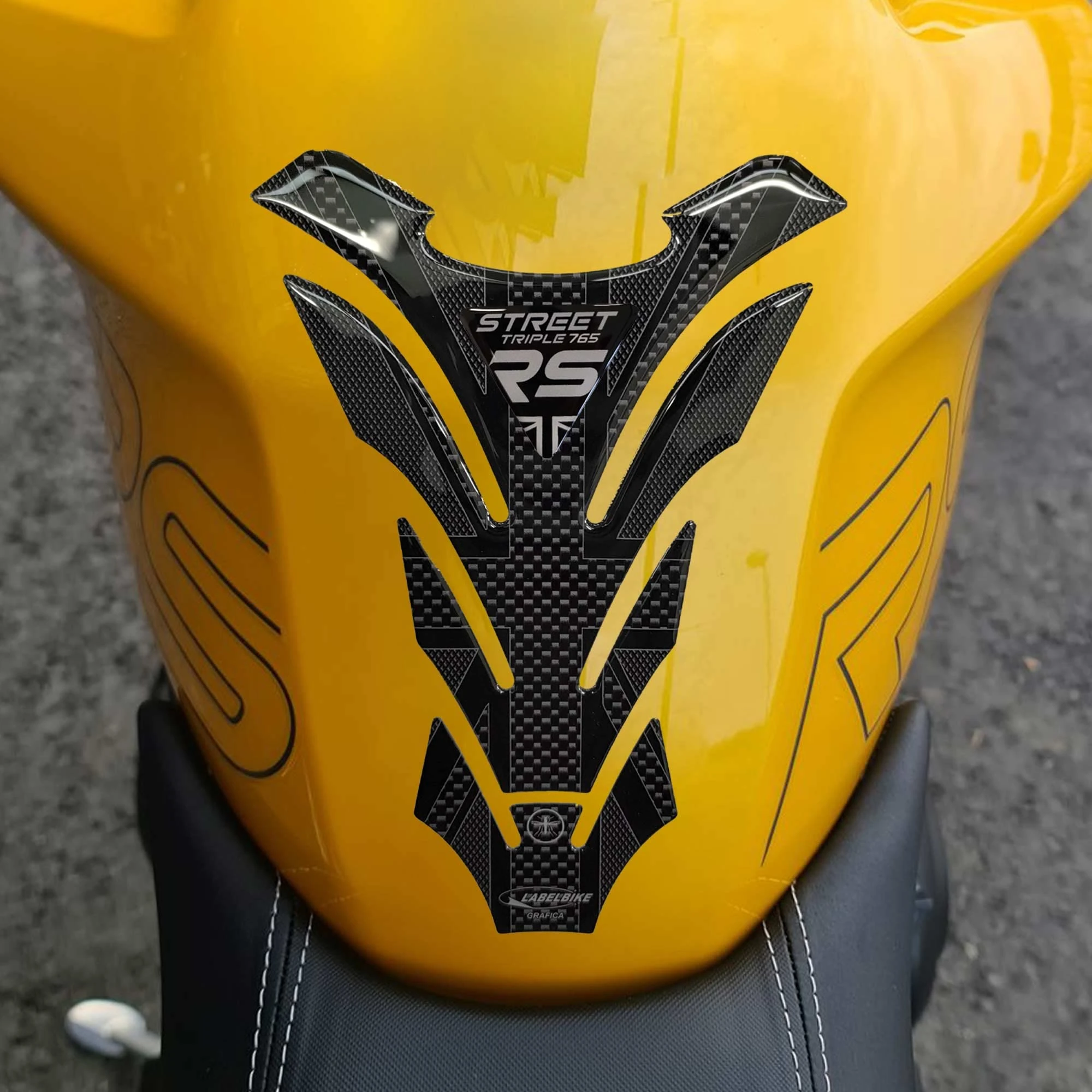 labelbike - 3D Sticker Motorcycle Tank Pad Protection and Decoration in Resin Compatible with Triumph Street Triple 765 RS 2023