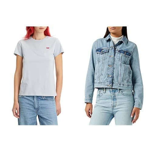 Levi's Women's Perfect tee Women's Original Trucker Denim Jacket All Mine (Blue) L