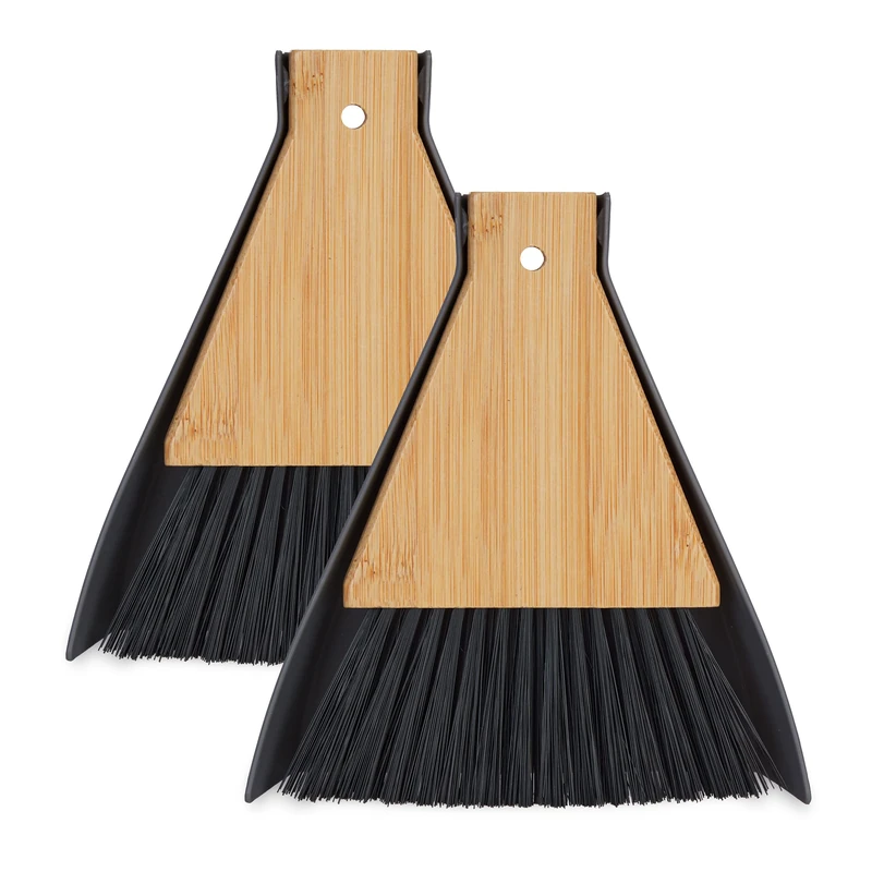 Relaxdays Mini Dustpan and Brush, Grey/Black, 16.5 x 15 x 4 cm
