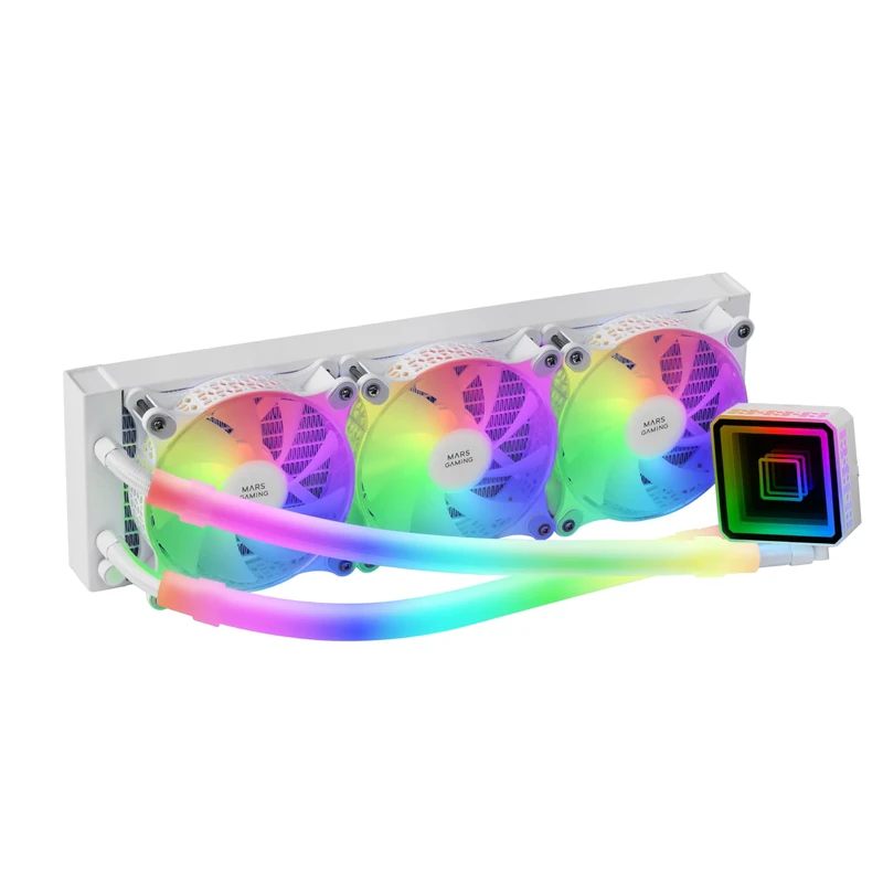 Mars Gaming ML-ULTRA360 White, Liquid CPU Cooling, TDP 650W, Infinity Mirror, 3 Silent FDB ARGB Fans, ARGB Tubes, Universal Multisocket