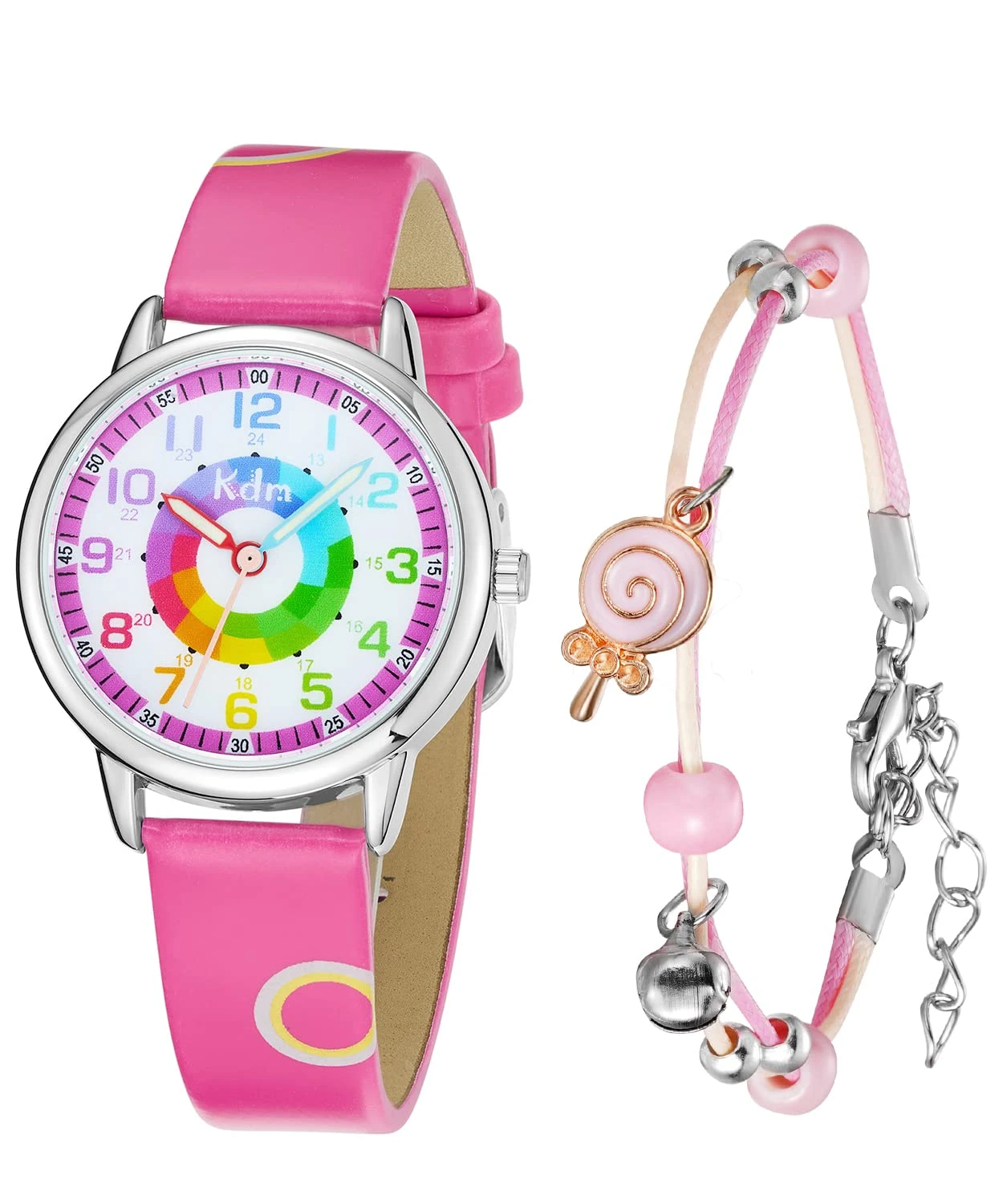 KDM Kids Watch Children Time Teacher- Bracelet Set for Girls Boys Kids Children's Day Birthdays Gifts Red