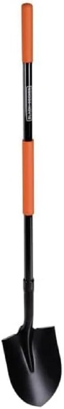 BLACK+DECKER Shovel - 148 cm - Rustproof - Carbon Steel Head and Fibreglass Handle - Black
