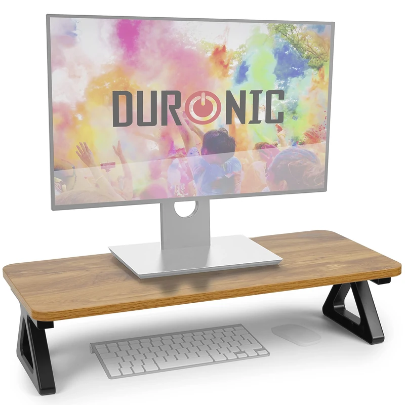 Duronic Monitor Stand Riser DM06-1 AW, Laptop/Screen Stand for Desktop, Support Shelf for a PC Computer Monitor, 10kg Capacity, 63cm x 30cm - Antique Walnut Wood Effect