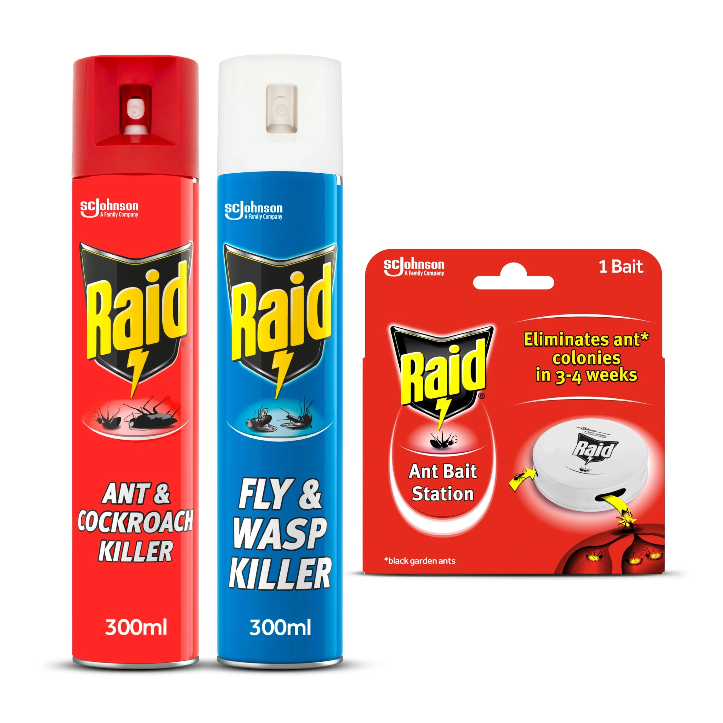 Raid Total Insect Killer Pack, Protect Against Flying and Crawling Insects, Fast and Long Lasting Action, Pack of 3