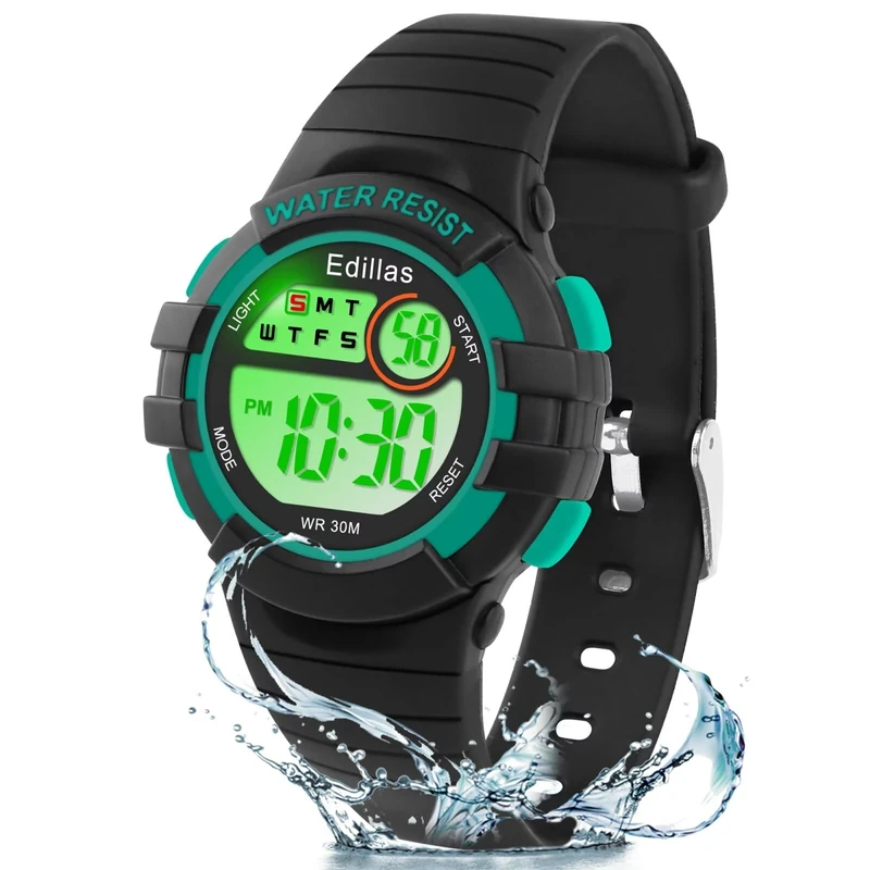 Edillas Kids Digital Watch - 7 Color LED Flashing Watch