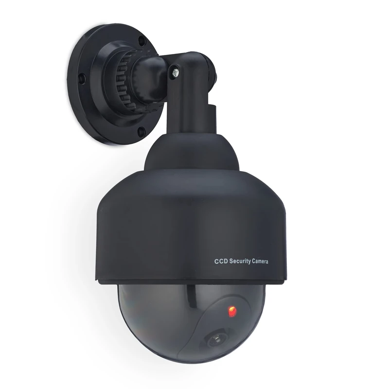 Relaxdays 3x Dummy Camera, Flashing LED Light, Indoor & Outdoor, Burglar Deterrent, Security, 23.5 x 12.5 x 14 cm, Black