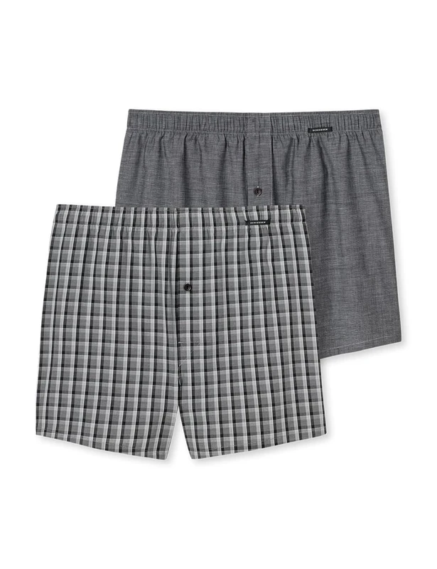 Schiesser Men's 2 Pack Boxershorts Baumwolle Web Multipack-Webboxer Underwear, Opaque, Black_180500, 10 (Pack of 2)