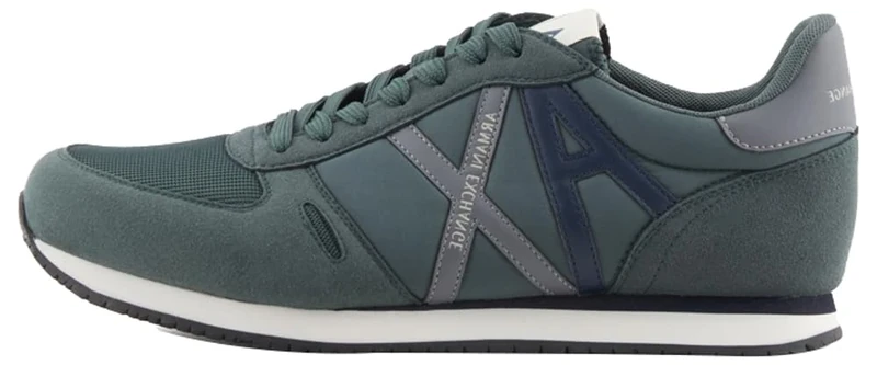 Armani Exchange Men's Rio Essential Side Logo Trainers, Green Night Sky, 7 UK