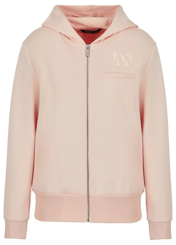 Armani Exchange Women's Nylon Viscose Stretch Scuba Zip Up Sweatshirt, Sunrise, S