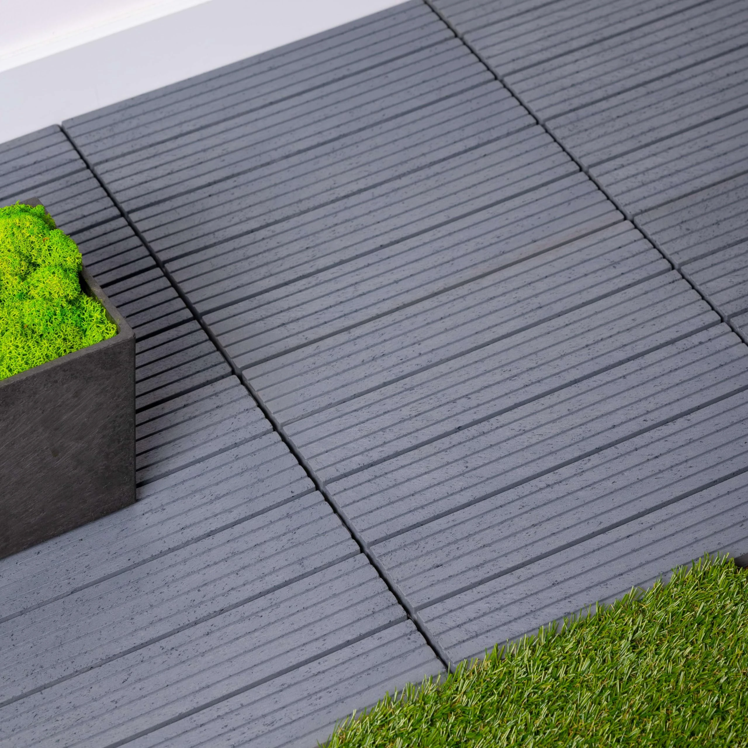 Nicoman Garden Decking Tiles Cosmopolitan Patio, Terrace, Hot Tub Deck Tiles | Interlocking Decking Tiles | Recycled | Cosmo Composite | Outdoor Drainage Deck Flooring (Light Grey, 30 x 30cm, 40x)