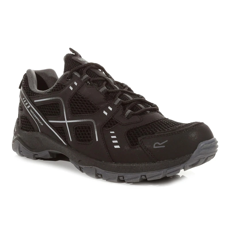 Regatta Mens Vendeavour Lace Up Waterproof Walking Shoes with Hardwearing Threads & TECFOAM Insock - Perfect for Outdoors, Hiking, Climbing & Mountaineering Black