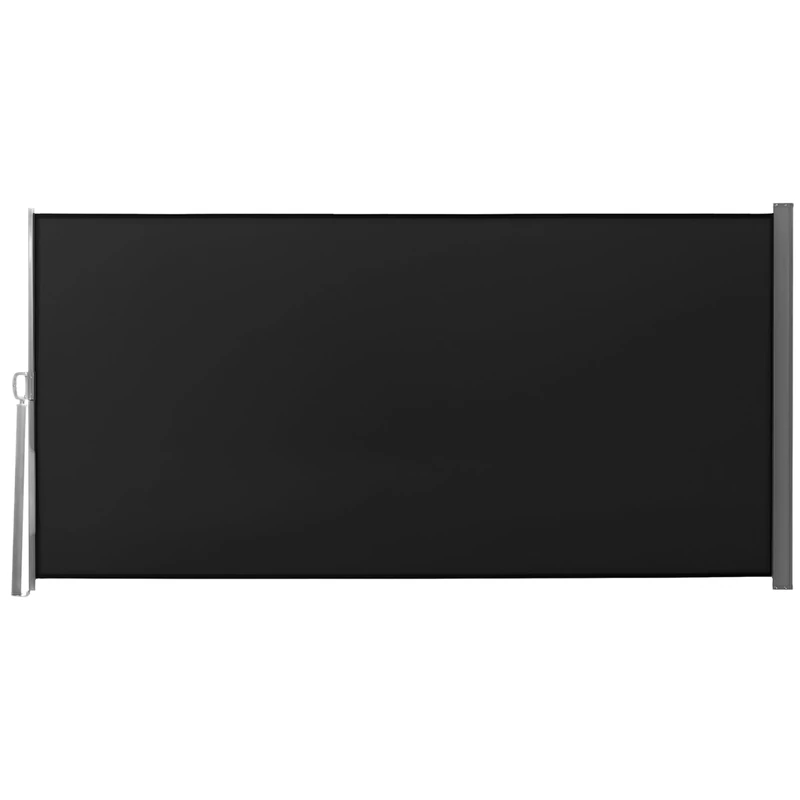 Outsunny Retractable Sun Side Awning Screen Fence Patio Garden Wall Balcony Screening Panel Outdoor Blind Privacy Divider (3x1.6M, Black)