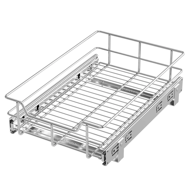 Pull Out Cabinet Organizer 11" W X 17" D, Chromed, Full Slide Out Drawers