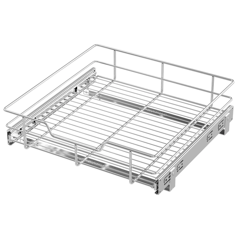 Pull Out Cabinet Organizer 18" W X 17" D, Chromed, Full Slide Out Drawers