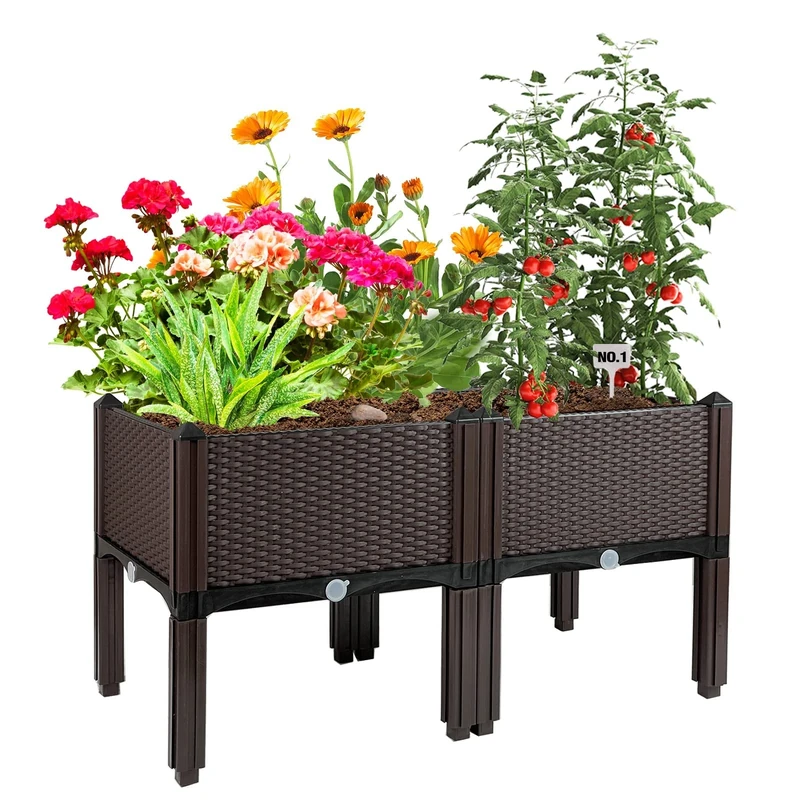 Raised Garden Bed with Legs Planters for Large planters Outdoor Plants Elevated Plastic Garden Planter Boxes Plant pots for Patio Backyard Porch Deck to Planting Flowers Vegetables and Herbs…