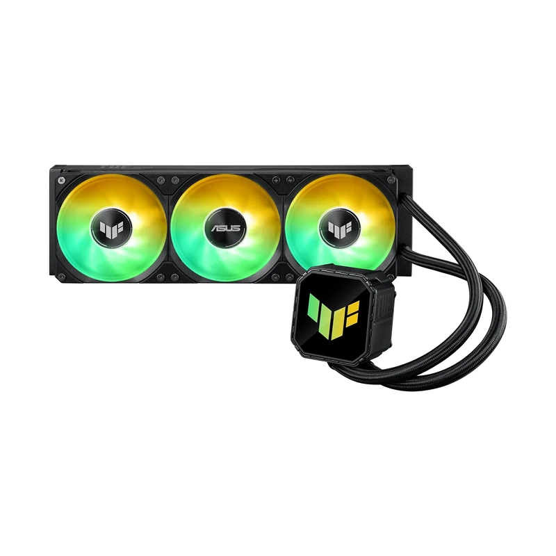 ASUS TUF Gaming LC III 360 ARGB AIO cooler with pre-installed & integrated triple fans designed for high airflow and static pressure; efficient pump to ensure maintains optimal operating temperatures