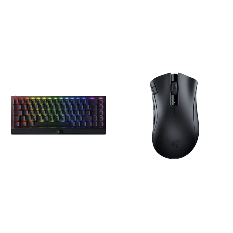 Razer BlackWidow V3 Mini HyperSpeed (Yellow Switch) - 65% Compact Mechanical Gaming Keyboard UK Layout | Black & DeathAdder V2 X HyperSpeed - Ergonomic Mouse for Wireless Gaming Black