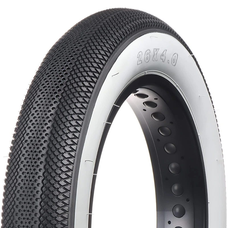 MOHEGIA E-Bike Fat Tire,26x4.0-inch Electric Tricycle Fat Tire,Folding Bead Replacement Tire Compatible with Urban Mountain or Three-Wheeled Bicycle/White Walled - Image 1