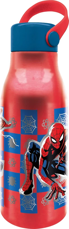 Marvel Red Kids Aluminium Spiderman 750ml Water Bottle with Silicone Cap and Handle - Image 1