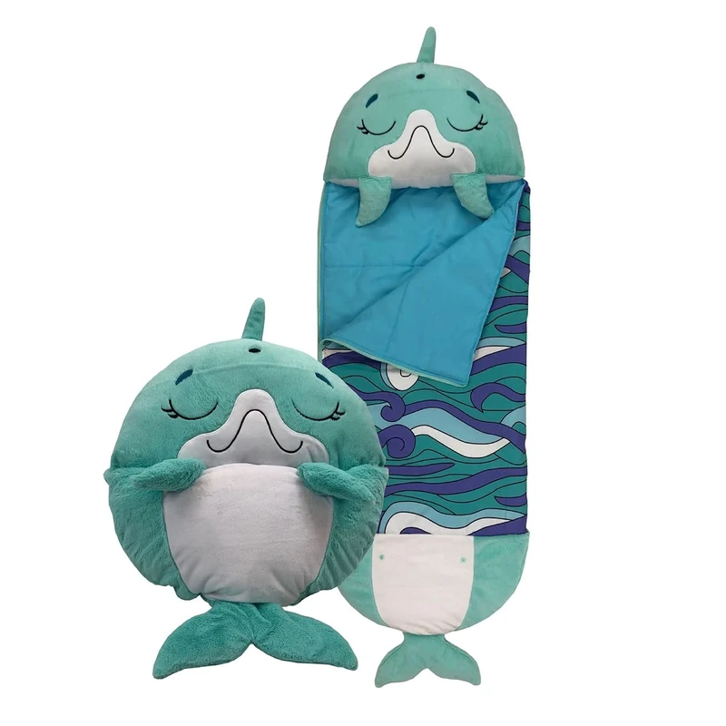 Happy Nappers Kids Sleeping Bag - Disco Dolphin - Plush Toy, Comfy Sleeping Bag & Fluffy Pillow All in One - Lovely Birthday Gift - Great for Playtime, Naptime, Sleepovers & Travelling - Ages 7+