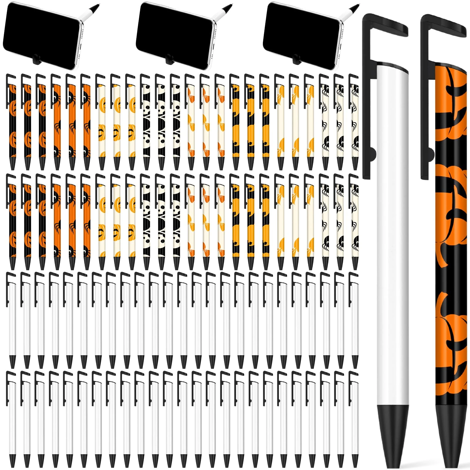 Sublimation Pens Blank Heat Transfer Pen Sublimation Ballpoint Pen with Shrink Wrap White Aluminum Customized Clip Pen School Supplies for Christmas DIY Office School Stationery Supplies (100 Set)