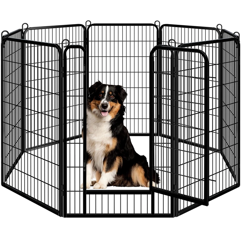 Yaheetech Lightweight Dog Playpen, 8 Panel 120cm Dog Fence Pet Exercise Pen Portable Puppy Play Pen Suitable for RV/Camping
