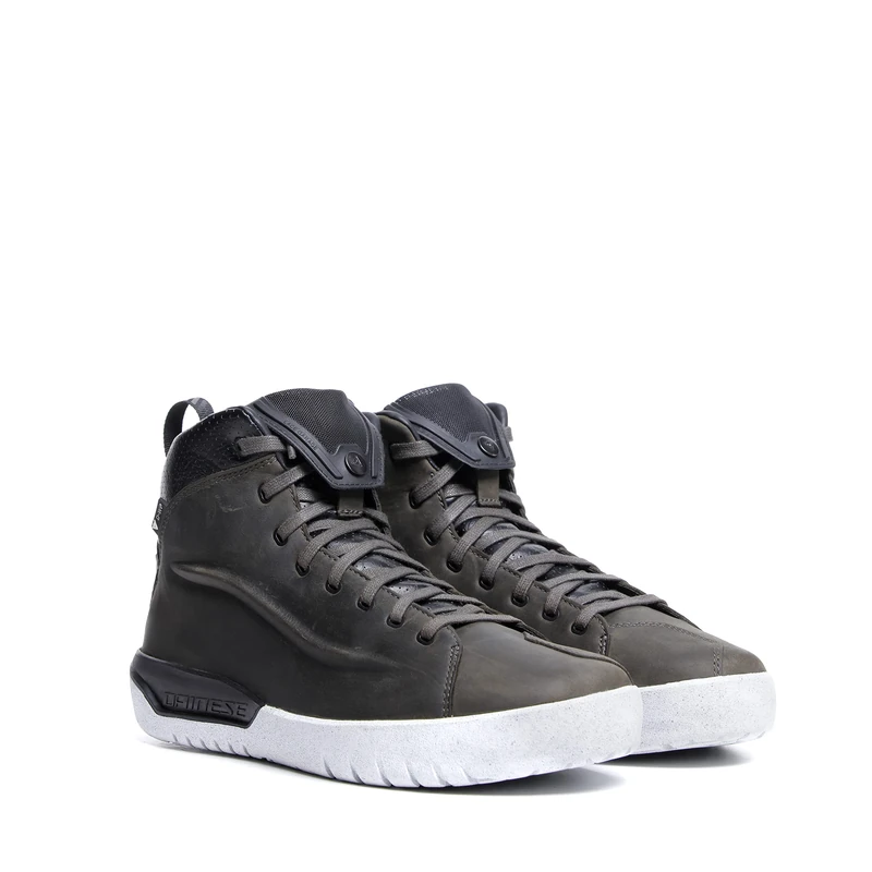 Dainese Metractive D-WP Shoes, Leather Waterproof Motorcycle Sneakers, Men, Smoke-Green/White, 44