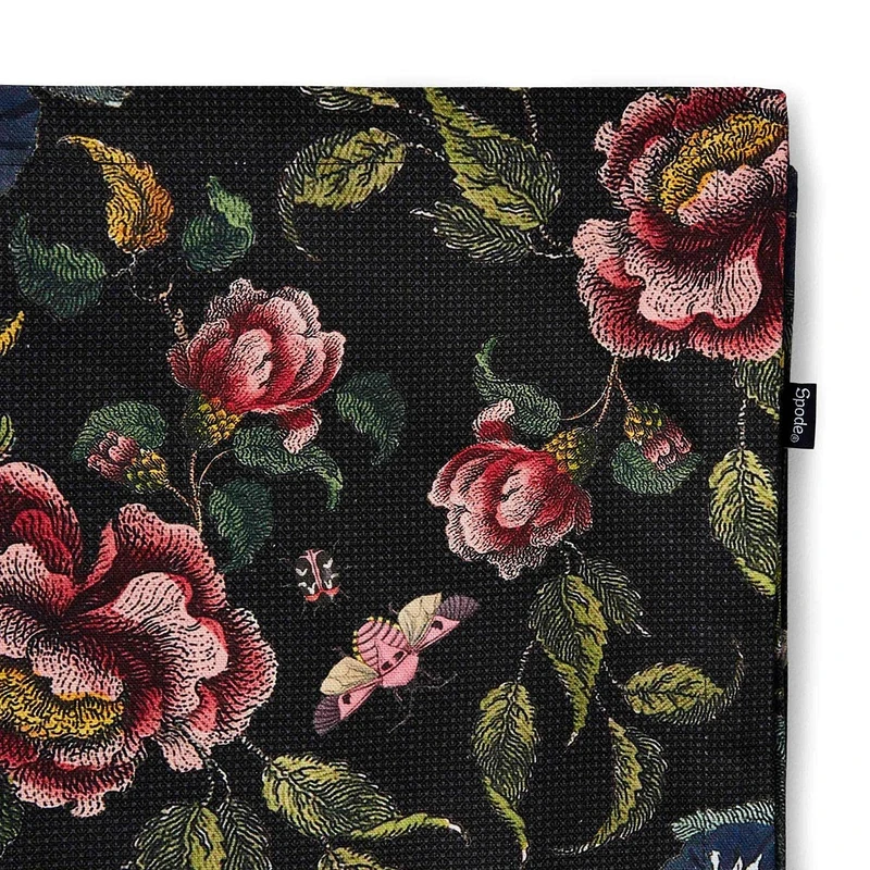 Spode x Creatures of Curiosity Black Tablecloth - Cotton Table Cloth, Elegant Floral Design, Durable and Stylish, Suitable for Dining Tables, Special Occasions, or Everyday Use, 140 x 180cm - Image 1
