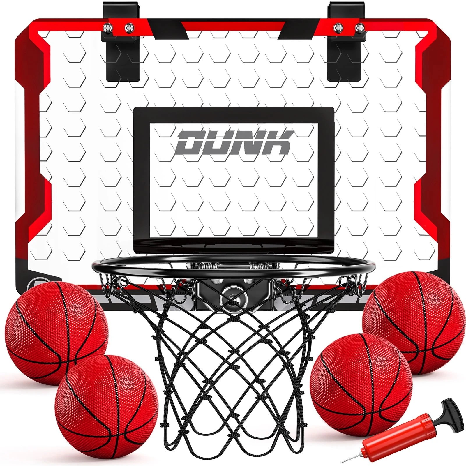 TEMI Basketball Hoop Indoor, Mini Basketball Hoop with 4 Balls, Over The Door Basketball Hoop for Kids and Adults, Basketball Toys for Boys Girls Age 3 4 5 6 7 8 9 10 11 12 - Kids & Teens Gift Ideas