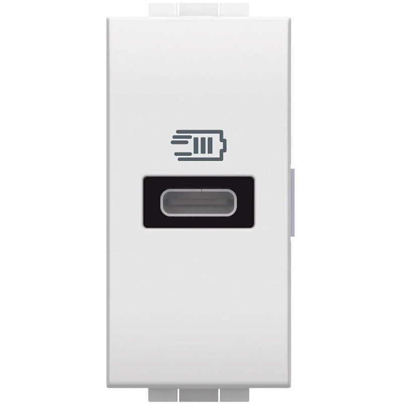 Bticino N4192C USB Charger with a Type C Input, to be installed in Livinglight Plate, for Fast Charging of Electronic Devices up to 20 W, 1 Module, White
