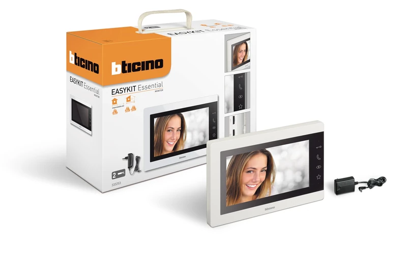 Bticino 333253 Internal 7 Inch Video Door Intercom, 2-Core 317913, with Power Supply Plug-in Plug