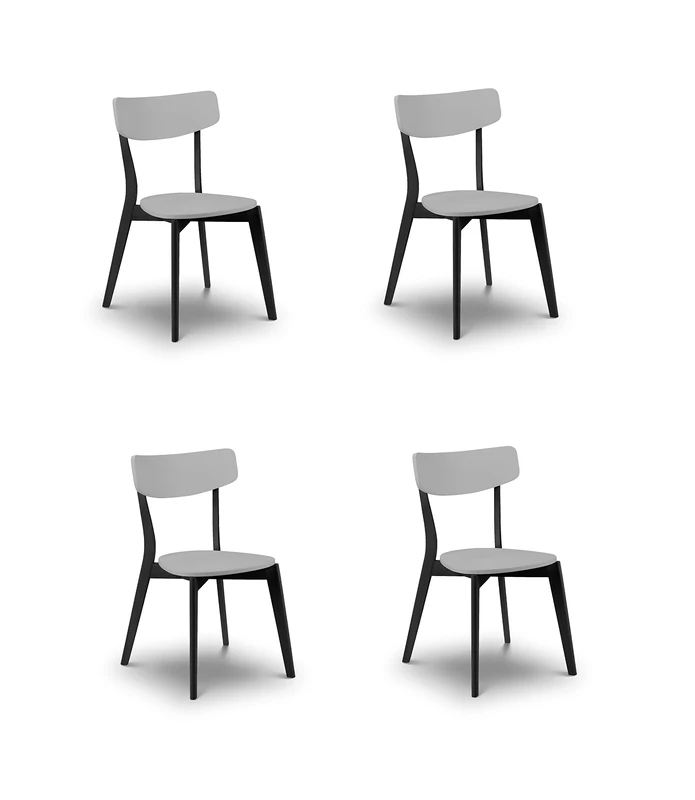 Julian Bowen Set of 4 Casa Dining Chairs Grey/Black, One Size