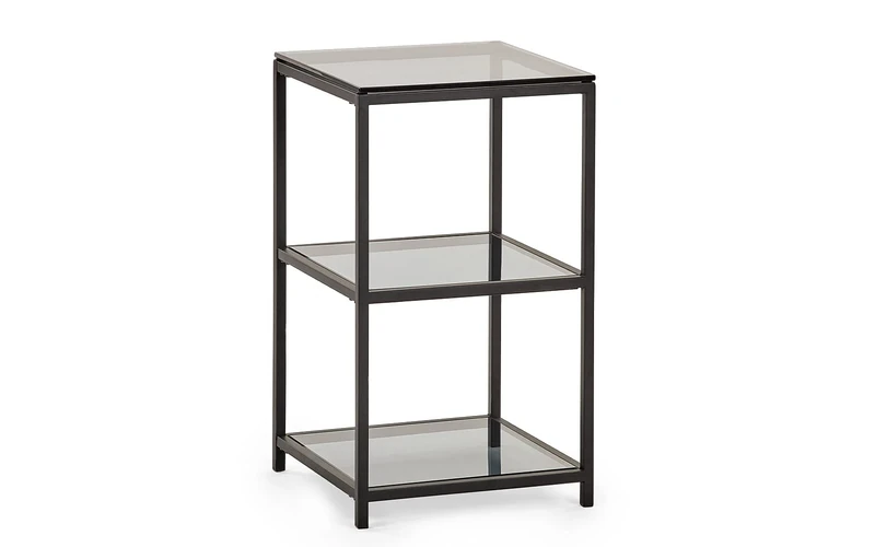 Julian Bowen Chicago Tall Narrow Side Table, Smoked Glass/Black, One Size