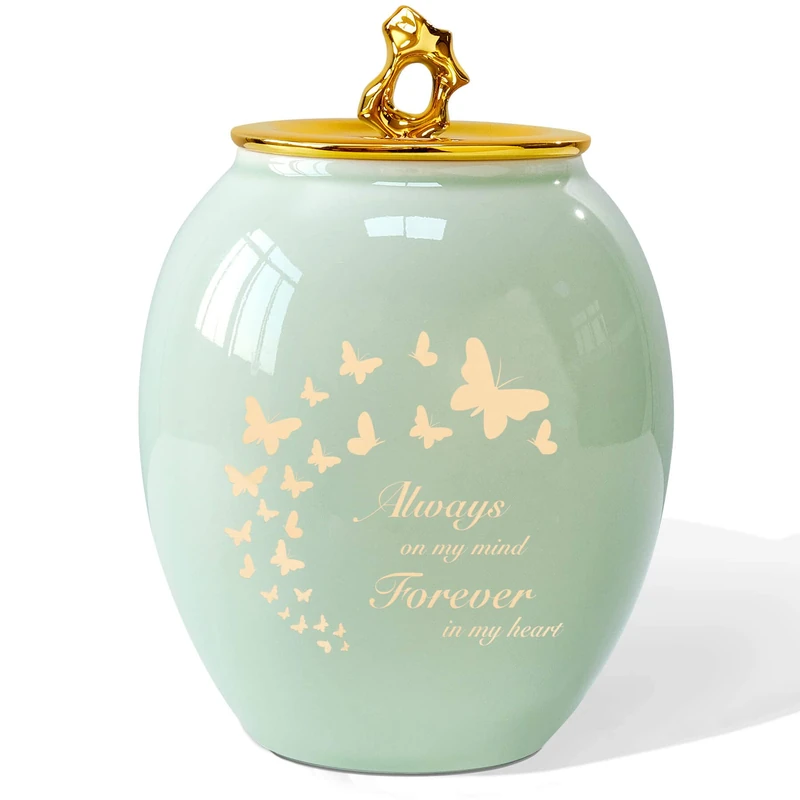 LINES ARTE Medium Human Urns for Adult Male Female, Ceramics Urn for Human Ashes, Butterfly Decorative Urns, 50lbs-butterfly, Medium