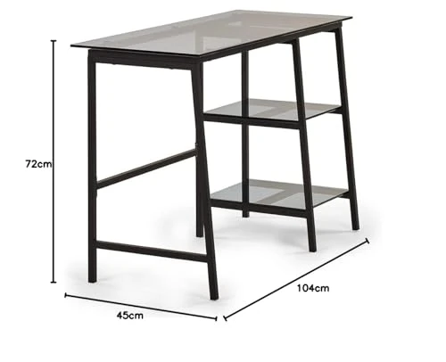 Julian Bowen Desk, Smoked Glass/Black, One Size