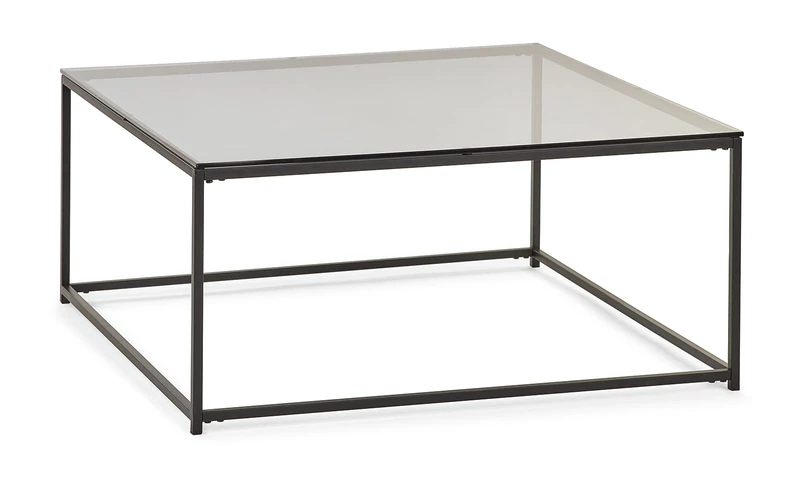 Julian Bowen Chicago Square Coffee Table, Smoked Glass/Black, One Size