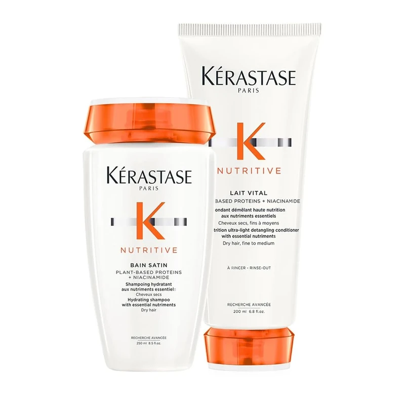 Kérastase Nutritive Shampoo and Conditioner Set, Routine for Dry Thin Hair Lacking Nutrition, with Niacinamide, Contains Hydrating Shampoo & Ultra-Light Conditioner, Duo Set