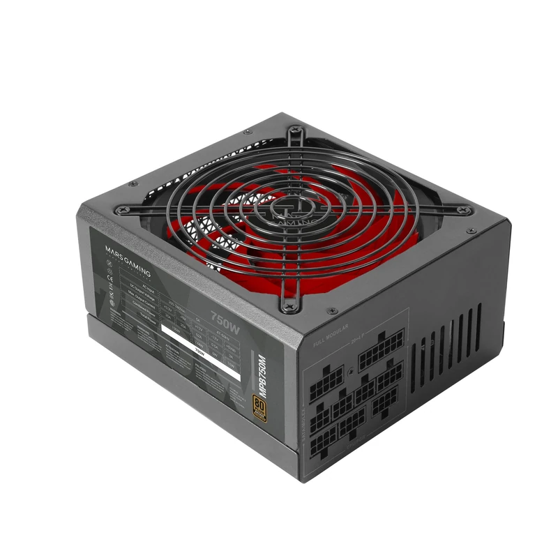 Mars Gaming MPB750M, Modular ATX 750W Power Supply, 6 Years Warranty, 80Plus Bronze 230V, Silent AI-RPM Technology, 90% Efficiency, Black