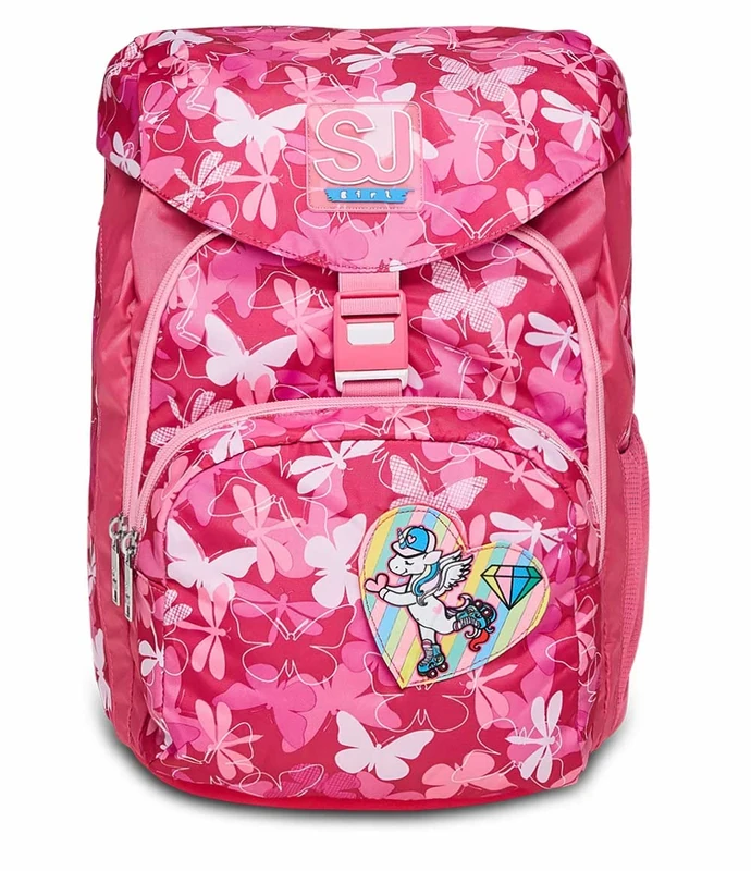 SJ GANG Backpack, MICROLIGHT- LADY CHIFFON Eco-friendly flexible Knapsack, for 1st Grade Kids - Girls&Boys, For School, Sport, Free Time, with Side Pockets, many Compartments, Hip-Belt