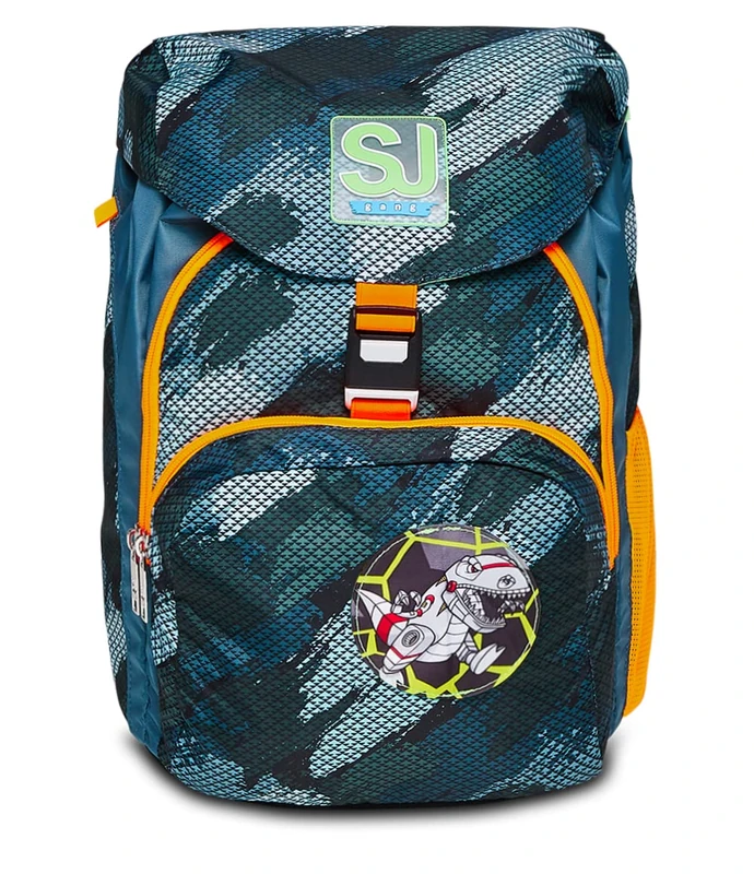 SJ GANG Backpack, MICROLIGHT- GREEN SHADOWS Eco-friendly flexible Knapsack, for 1st Grade Kids - Girls&Boys, For School, Sport, Free Time, with Side Pockets, many Compartments, Hip-Belt