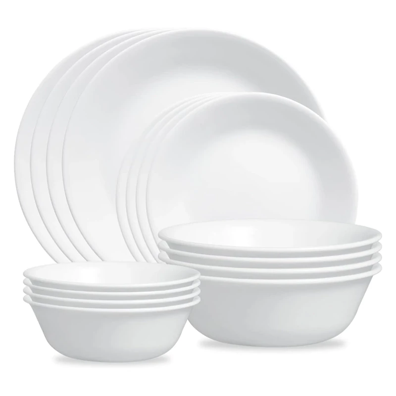 Corelle Winter Frost White 16-Piece Mugless Dinnerware Set, Service for 4